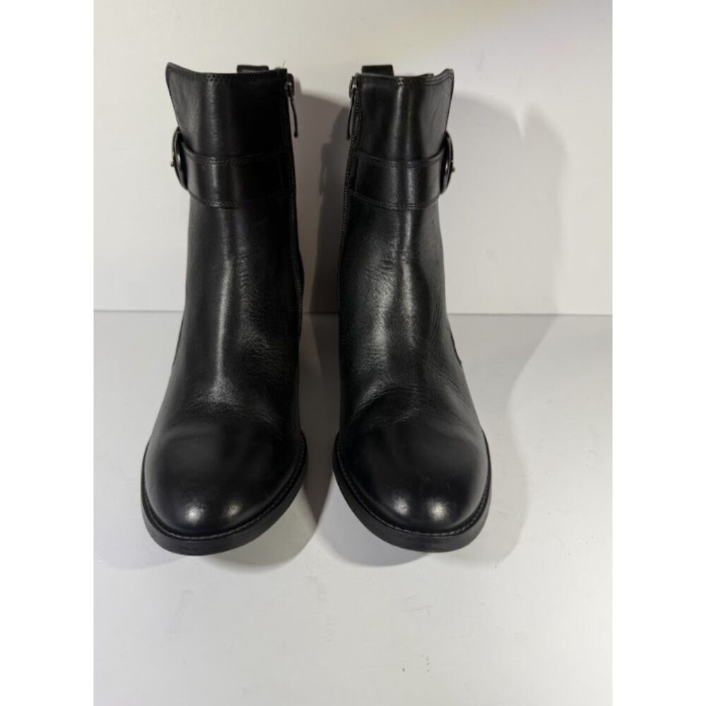 Paul Green Black Leather Ankle Boots Buckle Strap Size 9